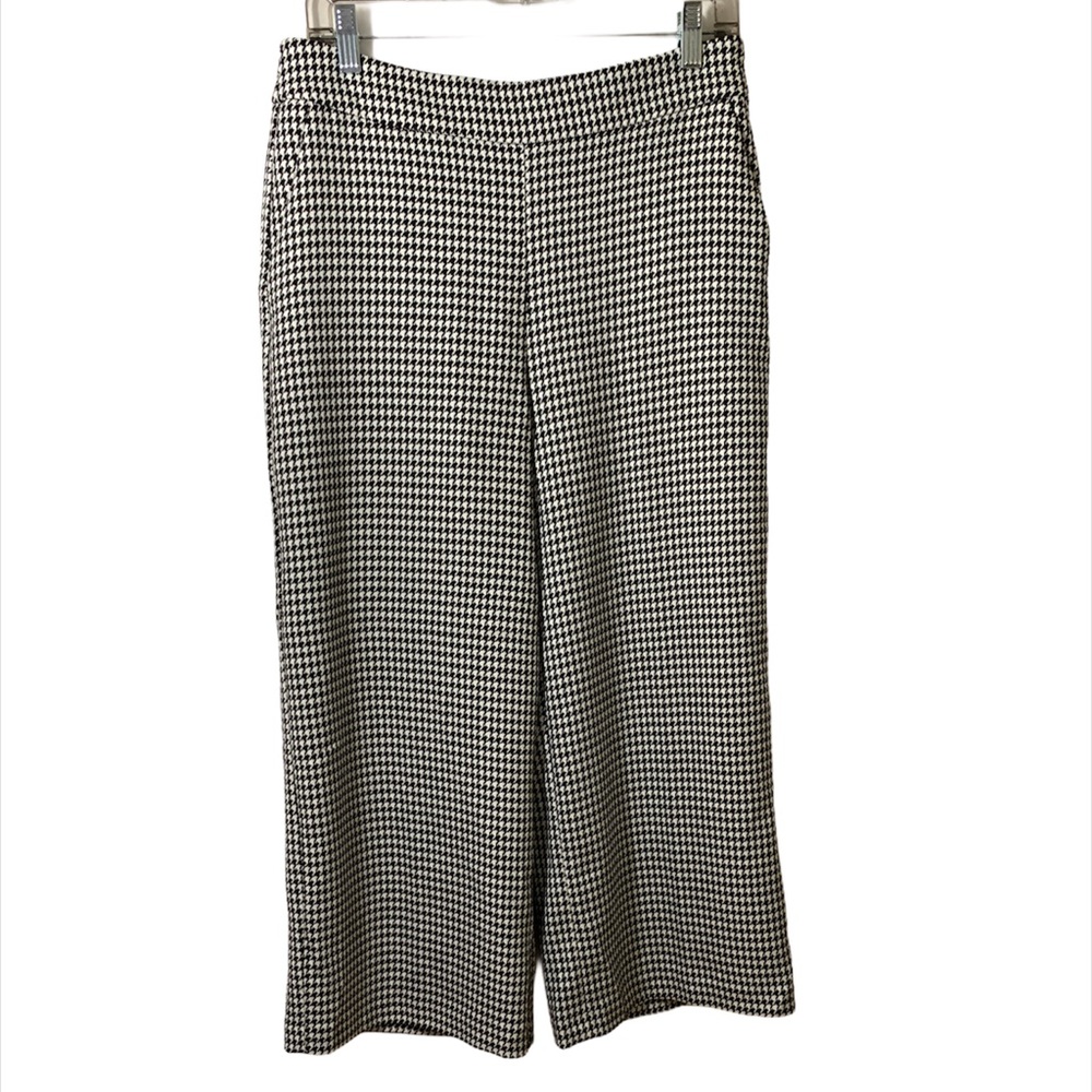 ZARA Basic Collection Houndstooth Wide Leg Crop Pants
